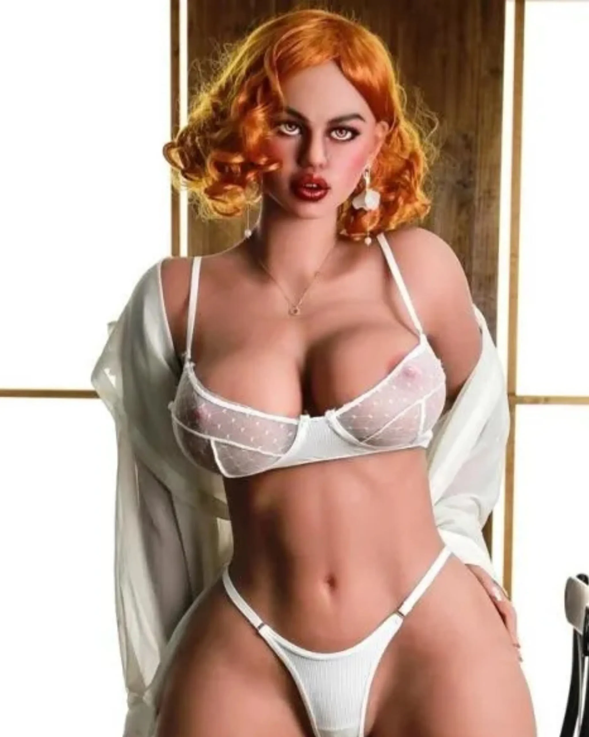 Scarlett - Redhead Liebespuppe Vollfarbig Solid Materialqualität Nahansicht