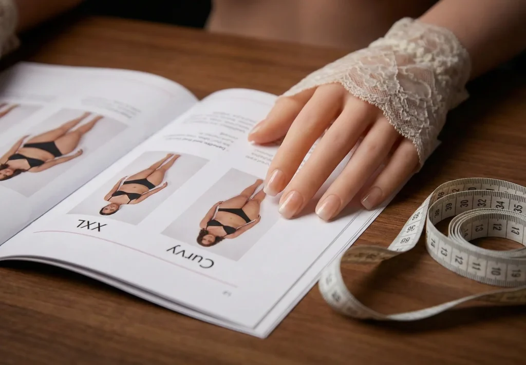 Auswahl an dicken Sexpuppen mit Maßband zur Verdeutlichung der realistischen Körpermaße und Vorteile von Molligen Sex Dolls