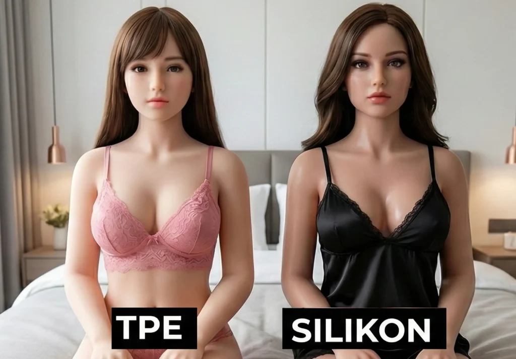 Realistische TPE Sexpuppe mit weicher Hautstruktur und hoher Elastizität im Vergleich zu Silikon